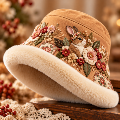 🌸 Women’s Cozy Plush-Lined Winter Bucket Hat – Floral & Animal Designs