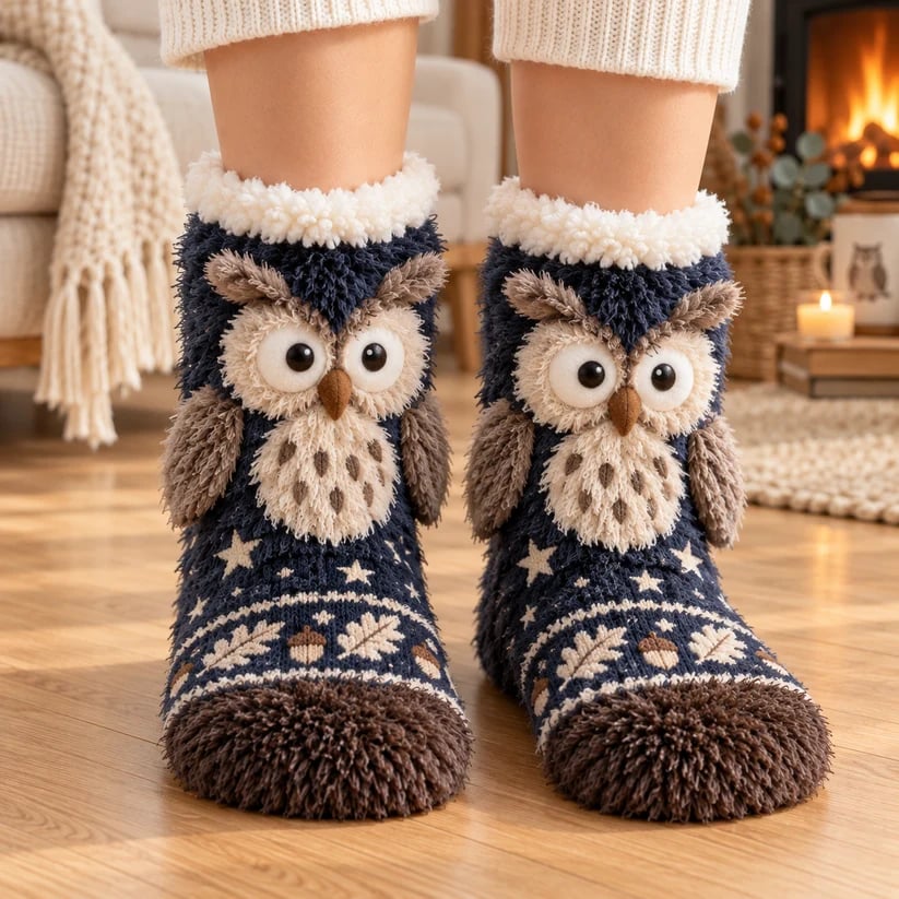 🦊🐦Cozy Animal Fuzzy Slipper Socks – Cute & Warm House Socks🦦🦉
