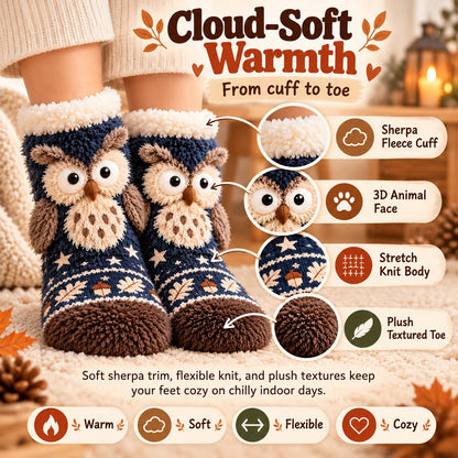 🦊🐦Cozy Animal Fuzzy Slipper Socks – Cute & Warm House Socks🦦🦉