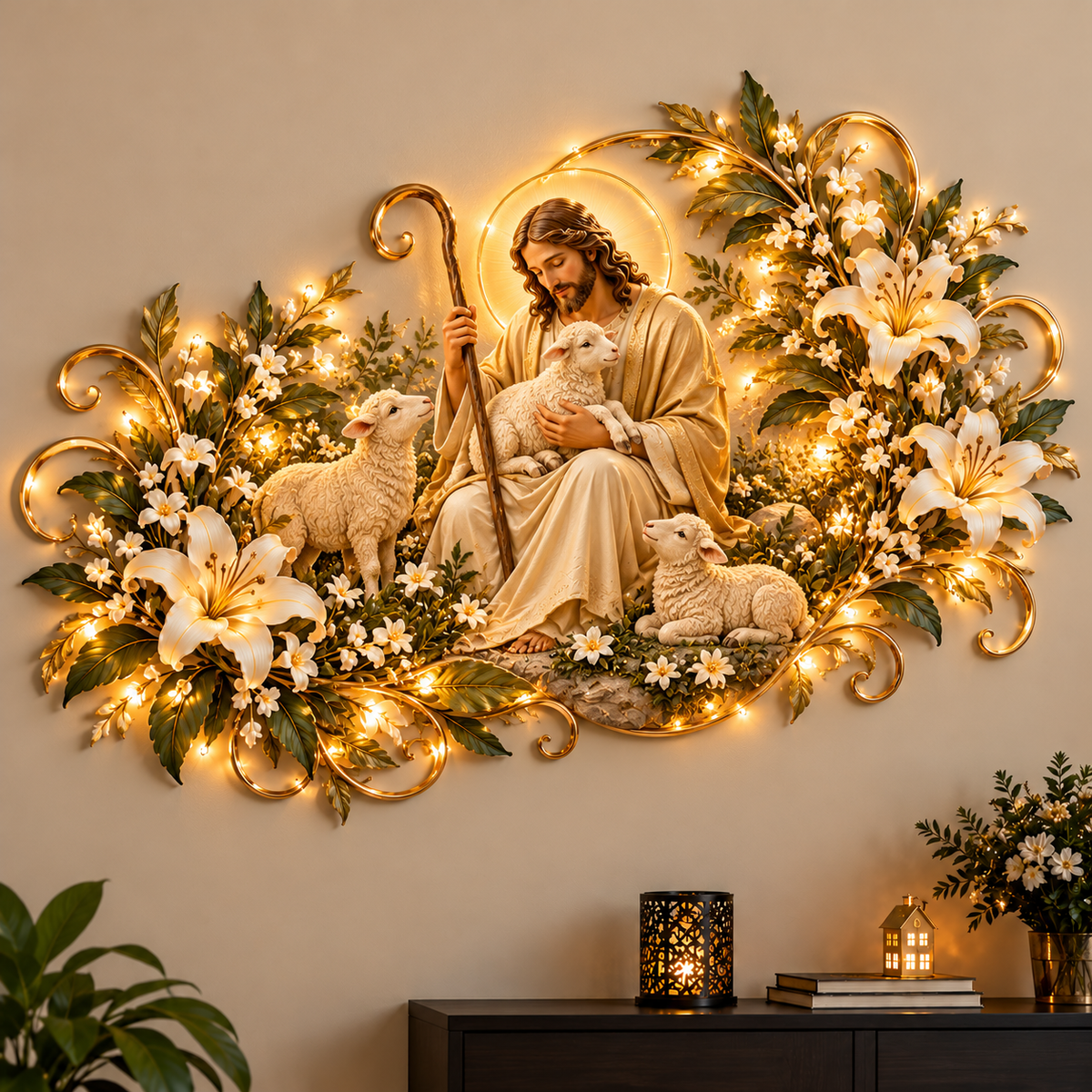 Nativity Wall Art – Holy Family & Bethlehem Star Christmas Decoration