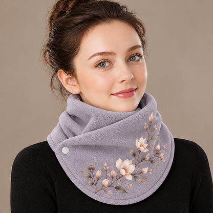 🌸 Elegant Floral Fleece Neck Warmer for Women – Soft & Cozy Winter Scarf
