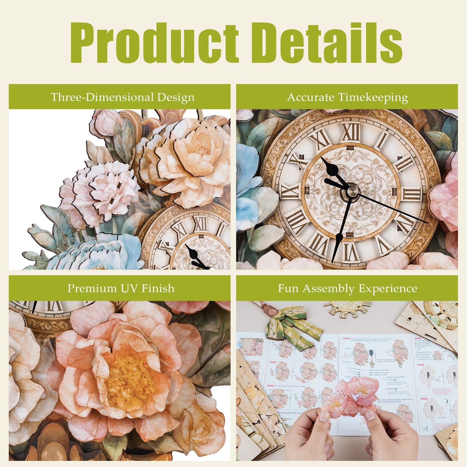 Plymagic DIY Assembled Clock - Flowers