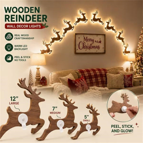 Snugorae Lighted Reindeer Christmas Wall Decor – 12 Pack