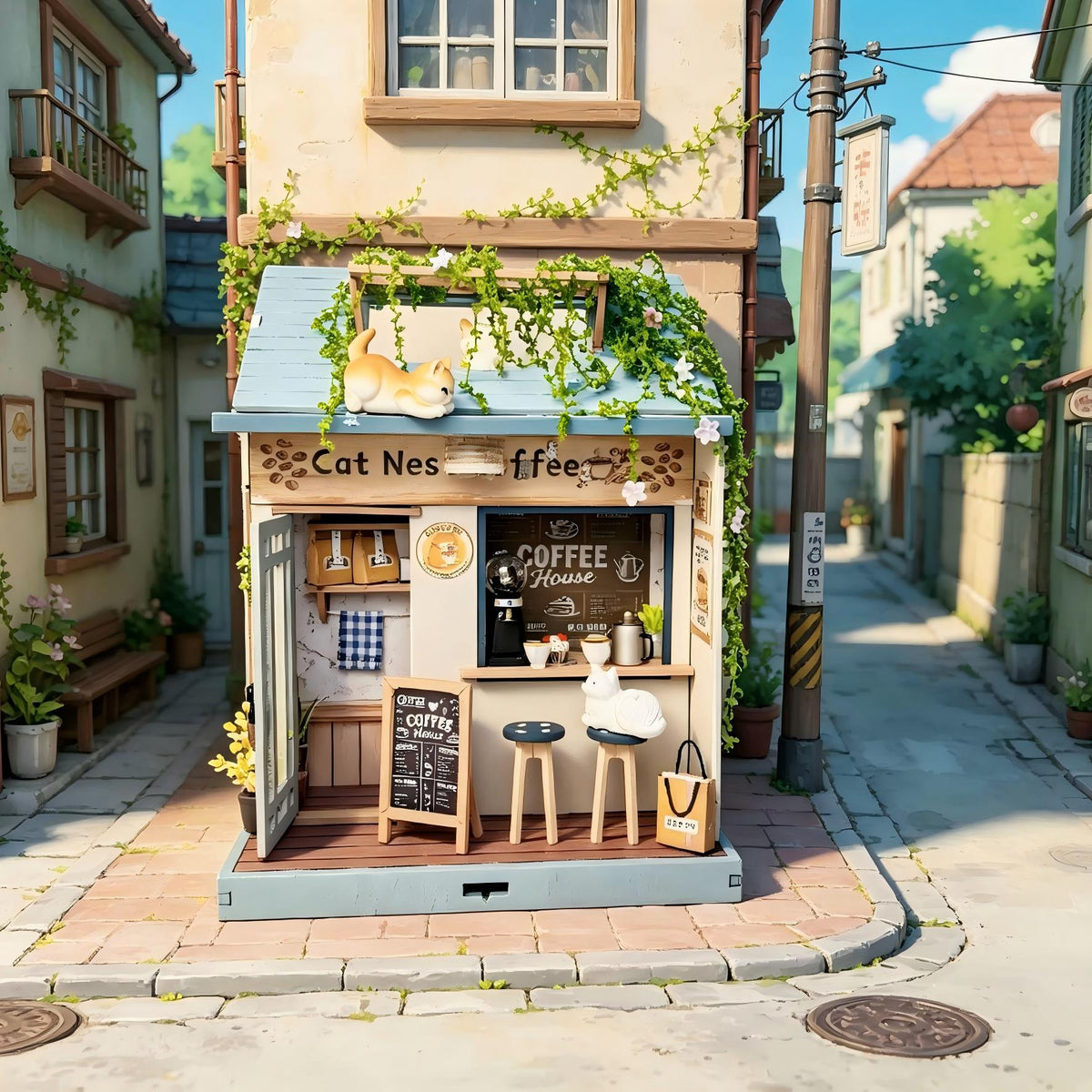 Plymagic DIY Mini House - Cat Perch Café