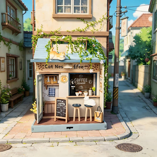 Plymagic DIY Mini House - Cat Perch Café