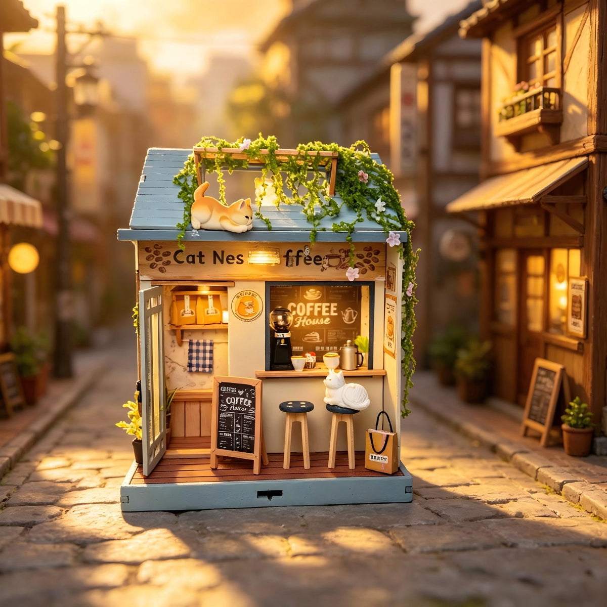 Plymagic DIY Mini House - Cat Perch Café