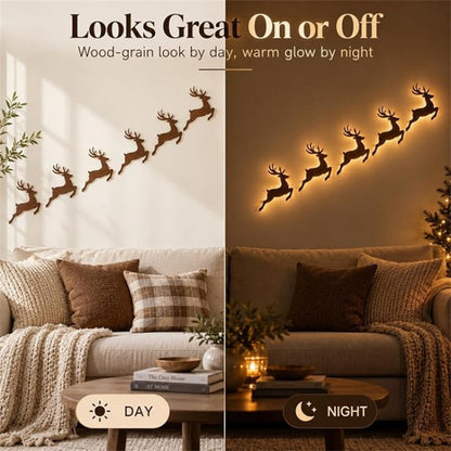 Snugorae Lighted Reindeer Christmas Wall Decor – 12 Pack