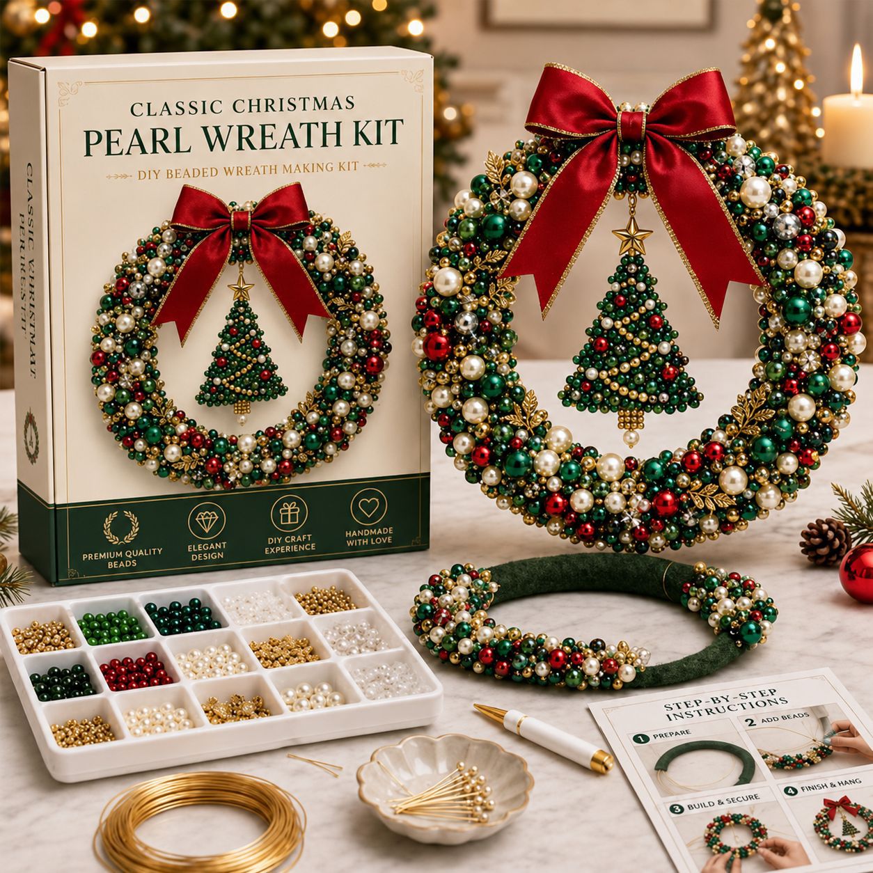 Plymagic DIY Pearl Art - Christmas Wreath