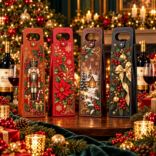 🍷 Festive Wine Bottle Gift Carrier for Holiday Gifting