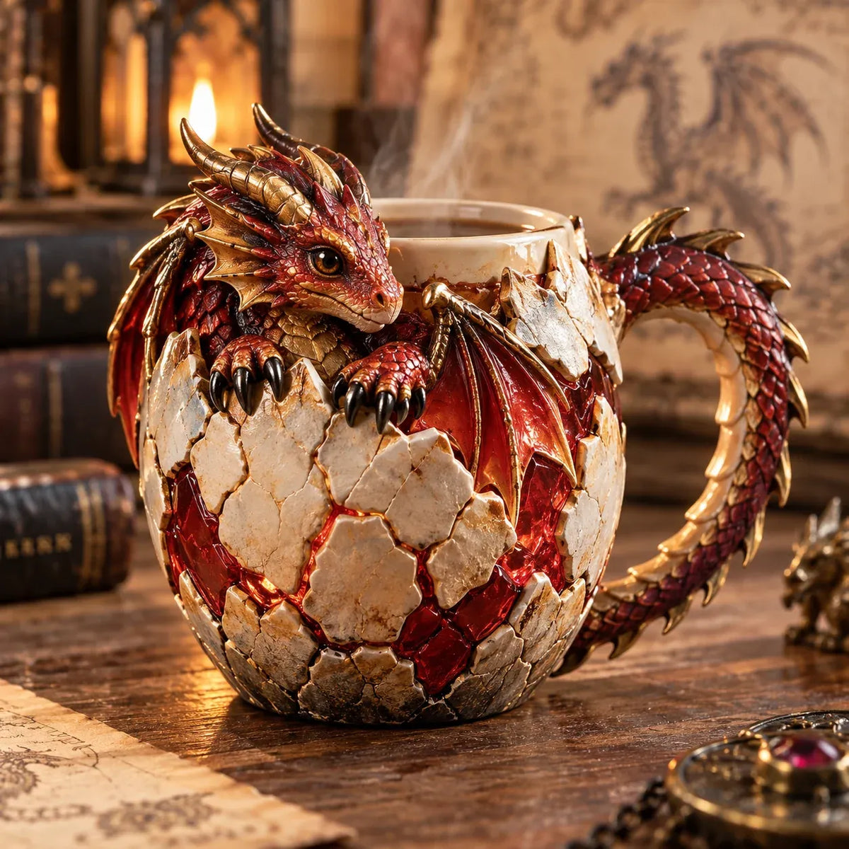 ⏳⏳ Last Day 50% OFF – 🐉 Dragonbound RealmsTM Sculpted Dragon Mug Collection | 6 Fantasy Realm Designs with Raised 3D Dragon Details ☕