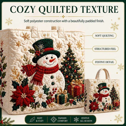 Christmas Quilted Tote Bag – Festive Holiday Shopping & Gift Bag