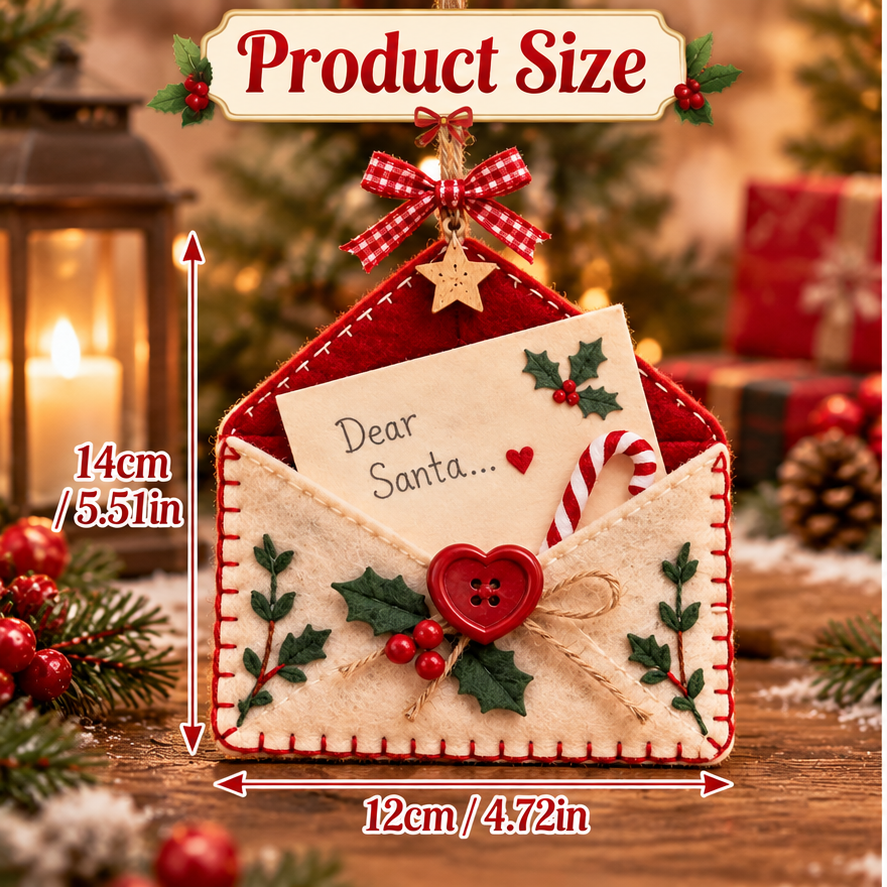 🎄 Letters to Santa Felt Envelope Christmas Tree Ornaments | 6 Festive Styles