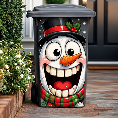 🎄 Funny Christmas Trash Can Decals – Hilarious Holiday Character Stickers for Outdoor Bins