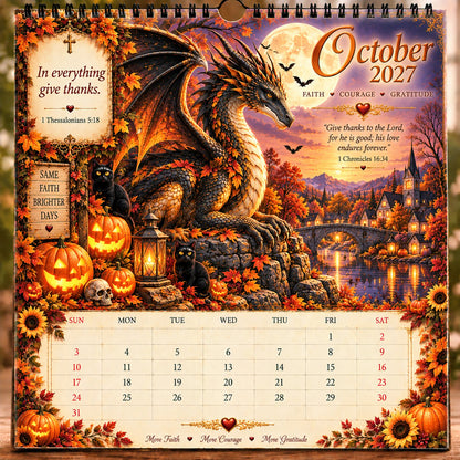 🔥LAST DAY 50% OFF - 🐉📖2027 Dragon Seasons of Faith Calendar – 12 Fantasy Dragons, Scripture & Seasonal Christian Art