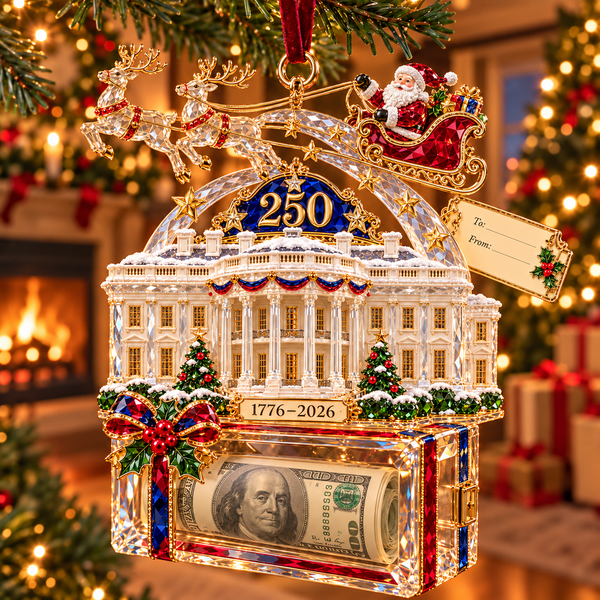 2026 Crystal-Style Christmas Money Holder Ornaments – 20 Festive Designs with Gift Tags