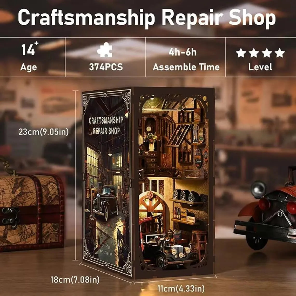 Plymagic DIY Book Nook – Auto Repair 3D Wooden House