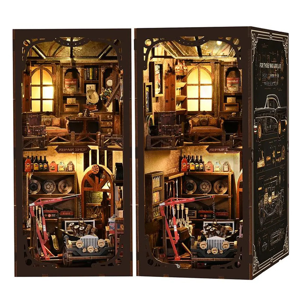 Plymagic DIY Book Nook – Auto Repair 3D Wooden House