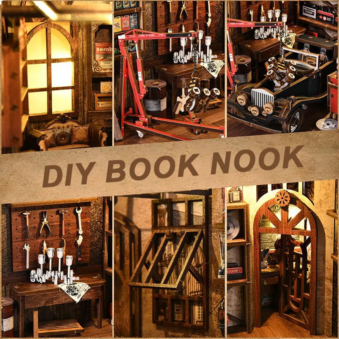 Plymagic DIY Book Nook – Auto Repair 3D Wooden House