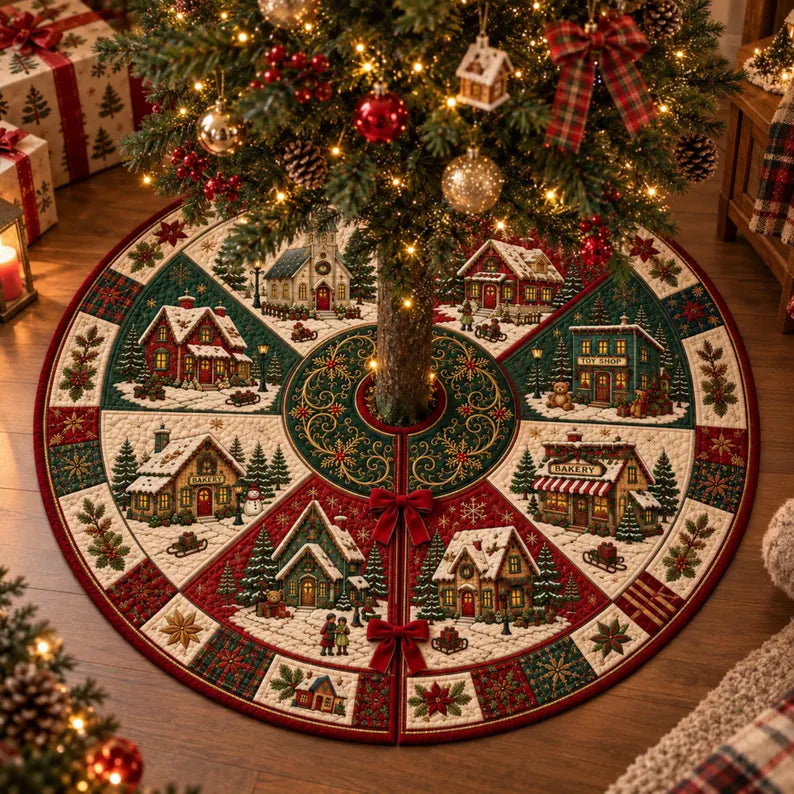 Plymagic Christmas Tree Skirt - Vintage farmhouse cottage