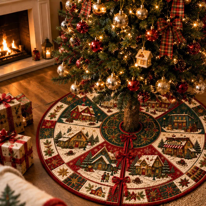 Plymagic Christmas Tree Skirt - Vintage farmhouse cottage