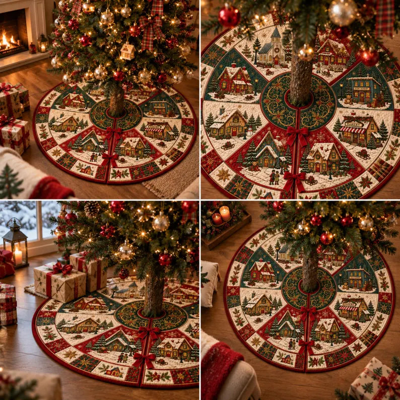 Plymagic Christmas Tree Skirt - Vintage farmhouse cottage