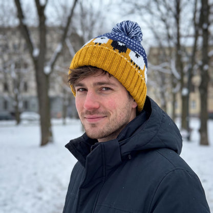 Movie-Inspired Sheep pattern Knit Beanie Hat with Pom Pom