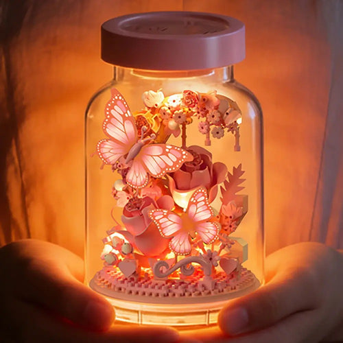 Plymagic Assembly Model - Butterfly and Flowers in a Bottle