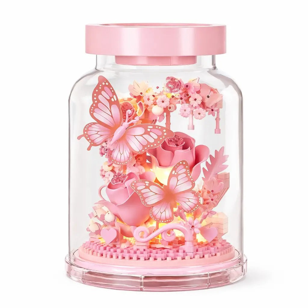 Plymagic Assembly Model - Butterfly and Flowers in a Bottle