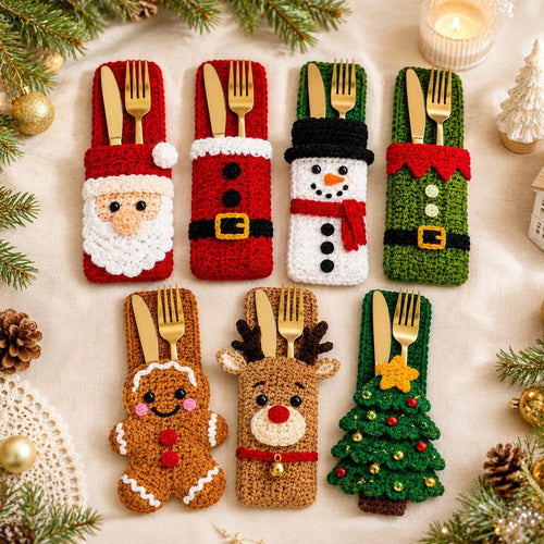 Plymagic DIY Crochet - Christmas Cutlery Holder Collection