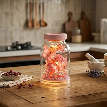 Plymagic Assembly Model - Butterfly and Flowers in a Bottle