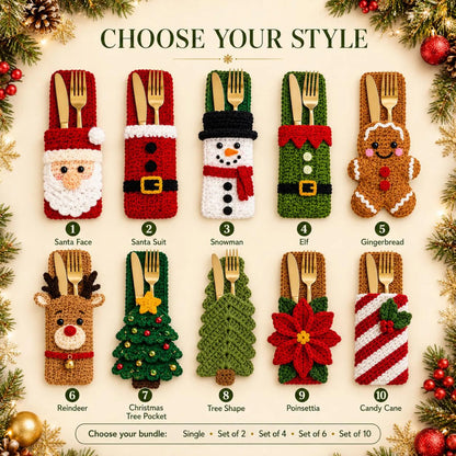 Plymagic DIY Crochet - Christmas Cutlery Holder Collection