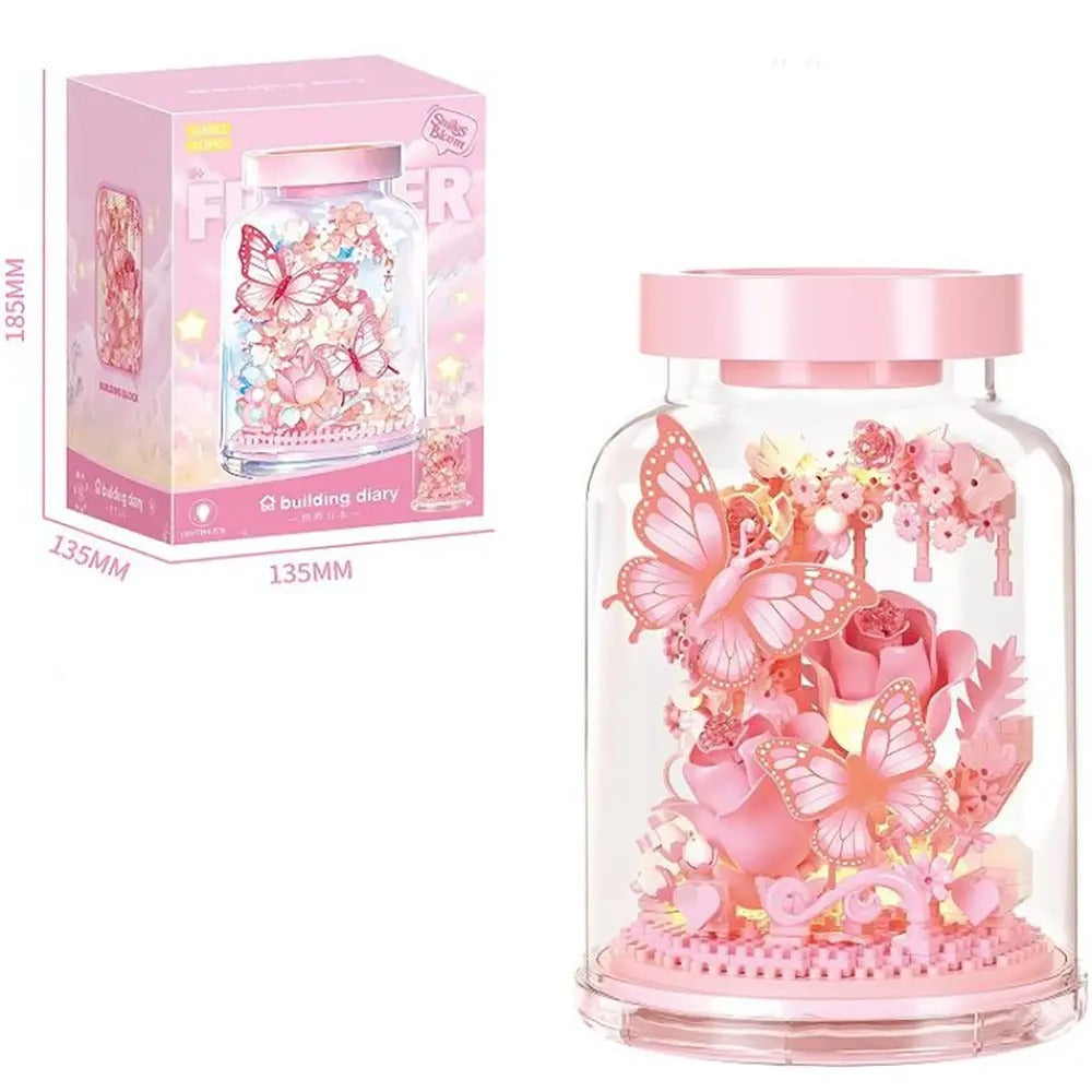 Plymagic Assembly Model - Butterfly and Flowers in a Bottle