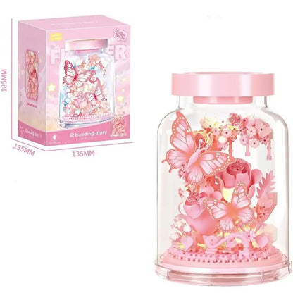Plymagic Assembly Model - Butterfly and Flowers in a Bottle