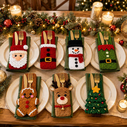 Plymagic DIY Crochet - Christmas Cutlery Holder Collection