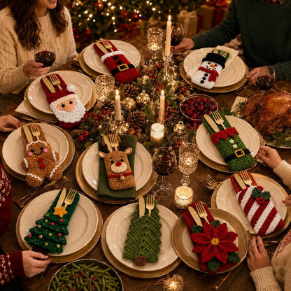 Plymagic DIY Crochet - Christmas Cutlery Holder Collection