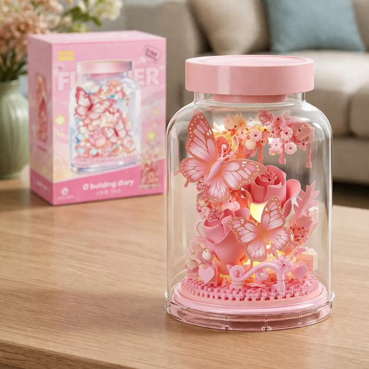 Plymagic Assembly Model - Butterfly and Flowers in a Bottle
