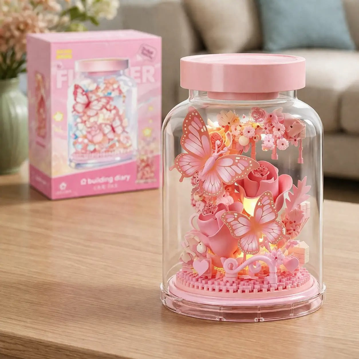 Plymagic Assembly Model - Butterfly and Flowers in a Bottle