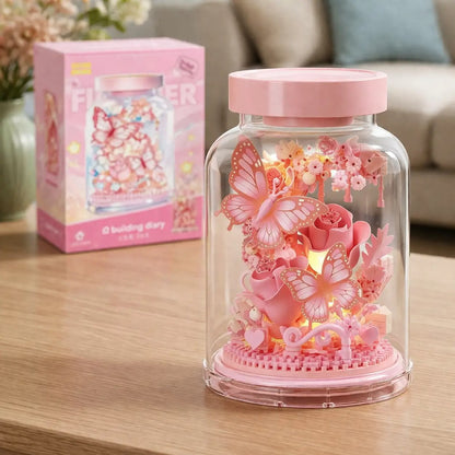 Plymagic Assembly Model - Butterfly and Flowers in a Bottle