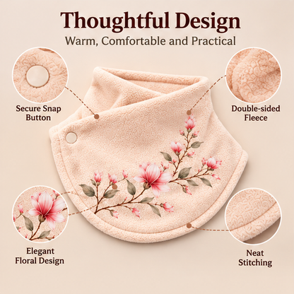 🌸 Elegant Floral Fleece Neck Warmer for Women – Soft & Cozy Winter Scarf