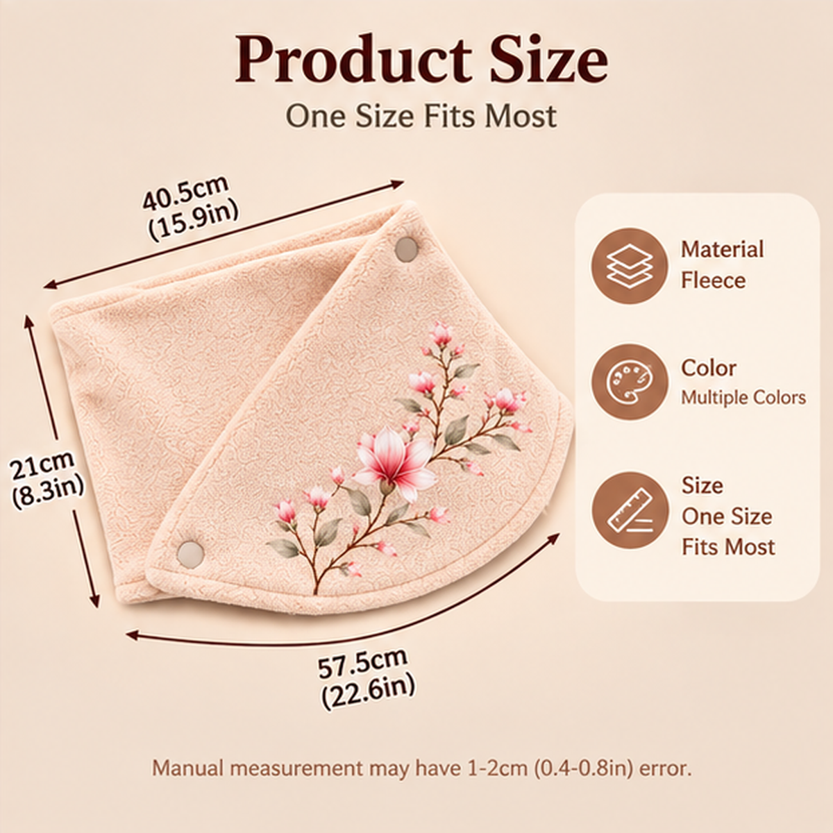 🌸 Elegant Floral Fleece Neck Warmer for Women – Soft & Cozy Winter Scarf