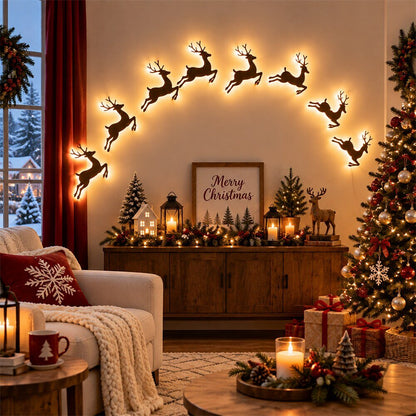 Snugorae Lighted Reindeer Christmas Wall Decor – 12 Pack